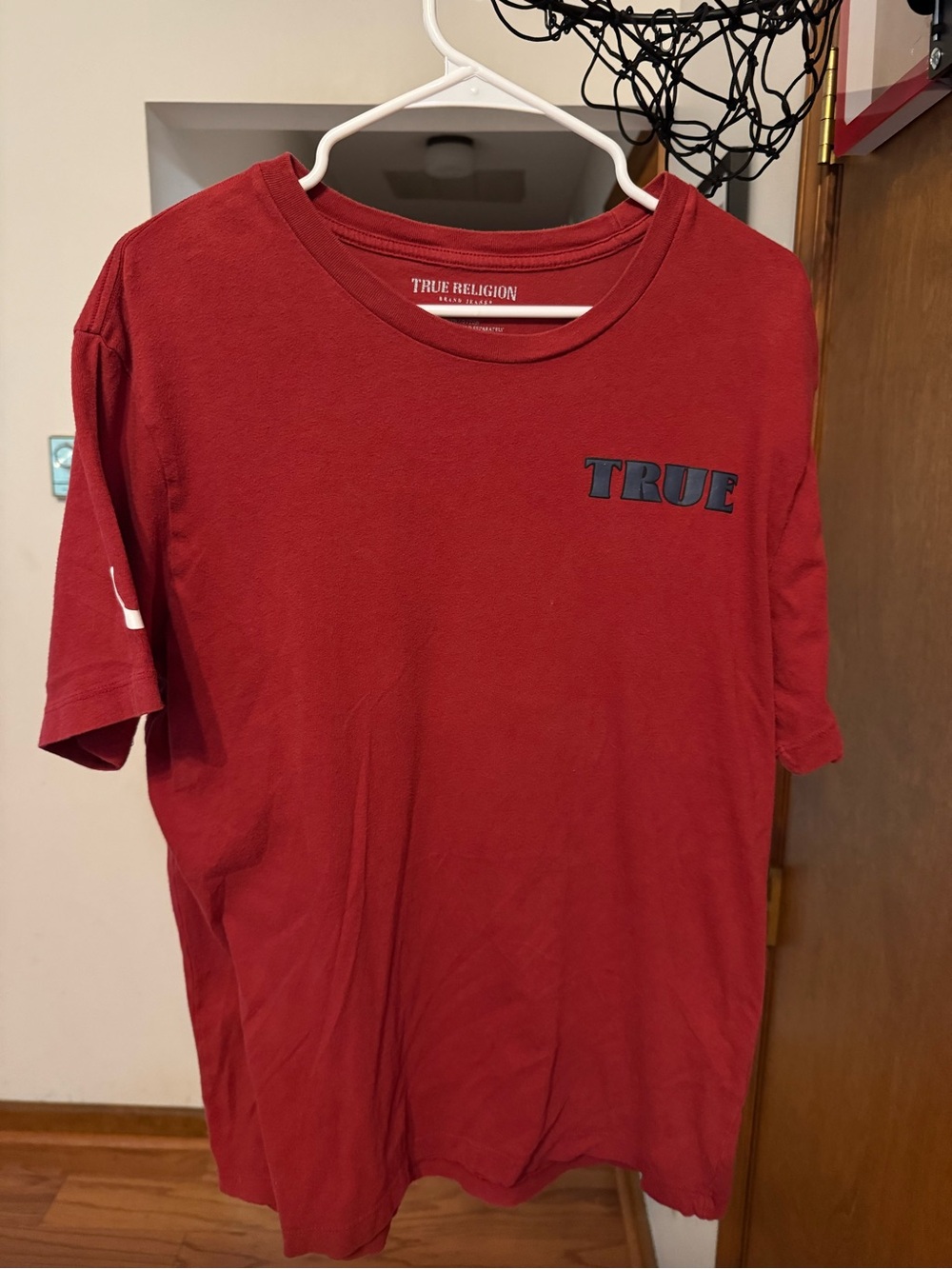 True Religion Red Short Sleeve T-Shirt with Navy Logo